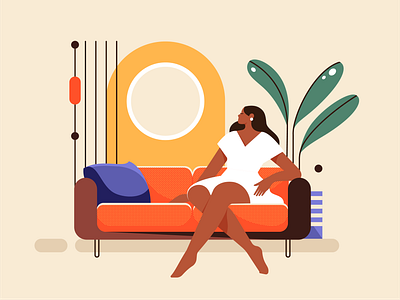Chilling on the couch adobe illustrator character chill comfortable couch female girl illustration illustrator interior leisure living room lounge relax sitting sofa vector vector art woman