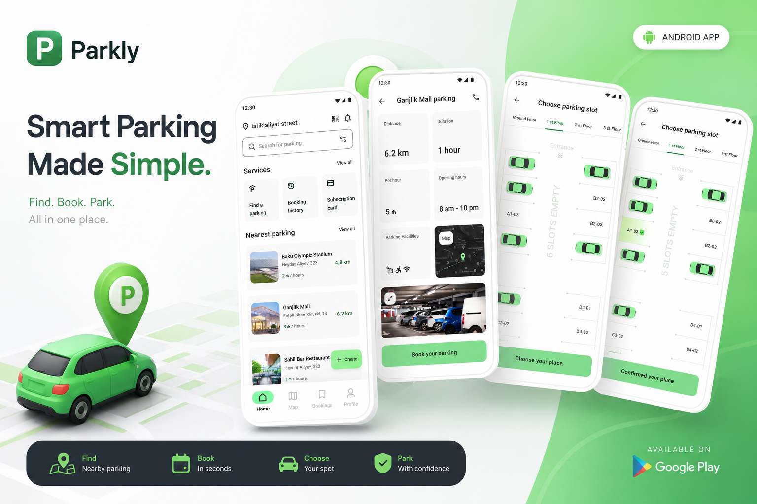 Parkly Mobile App UI Design androidesign app graphic design ios mobiledesign mobilexperience parkingapp ui uidesign uxdesign uxui