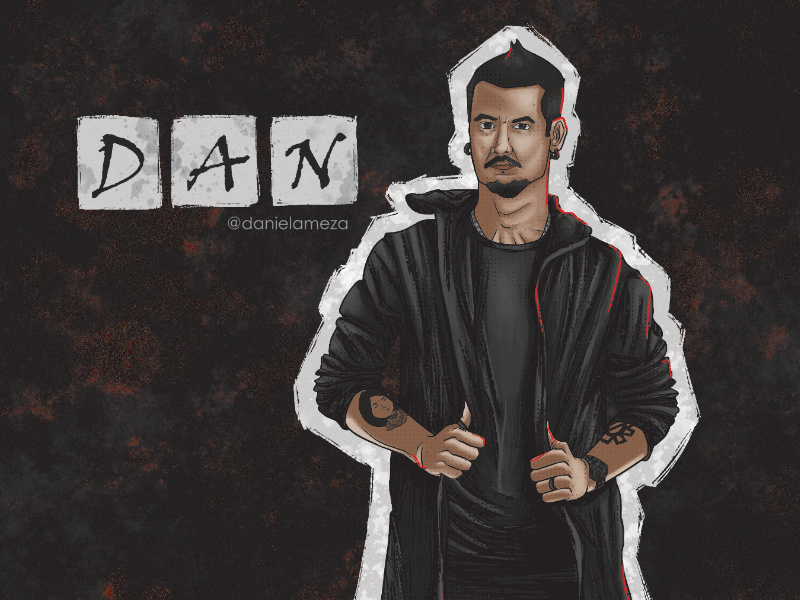 Dan Donegan - Fan art poster 2d black outfit comic style concept dark theme digital artist digital illustration drawing full body guitarist heavy metal music music genres poster