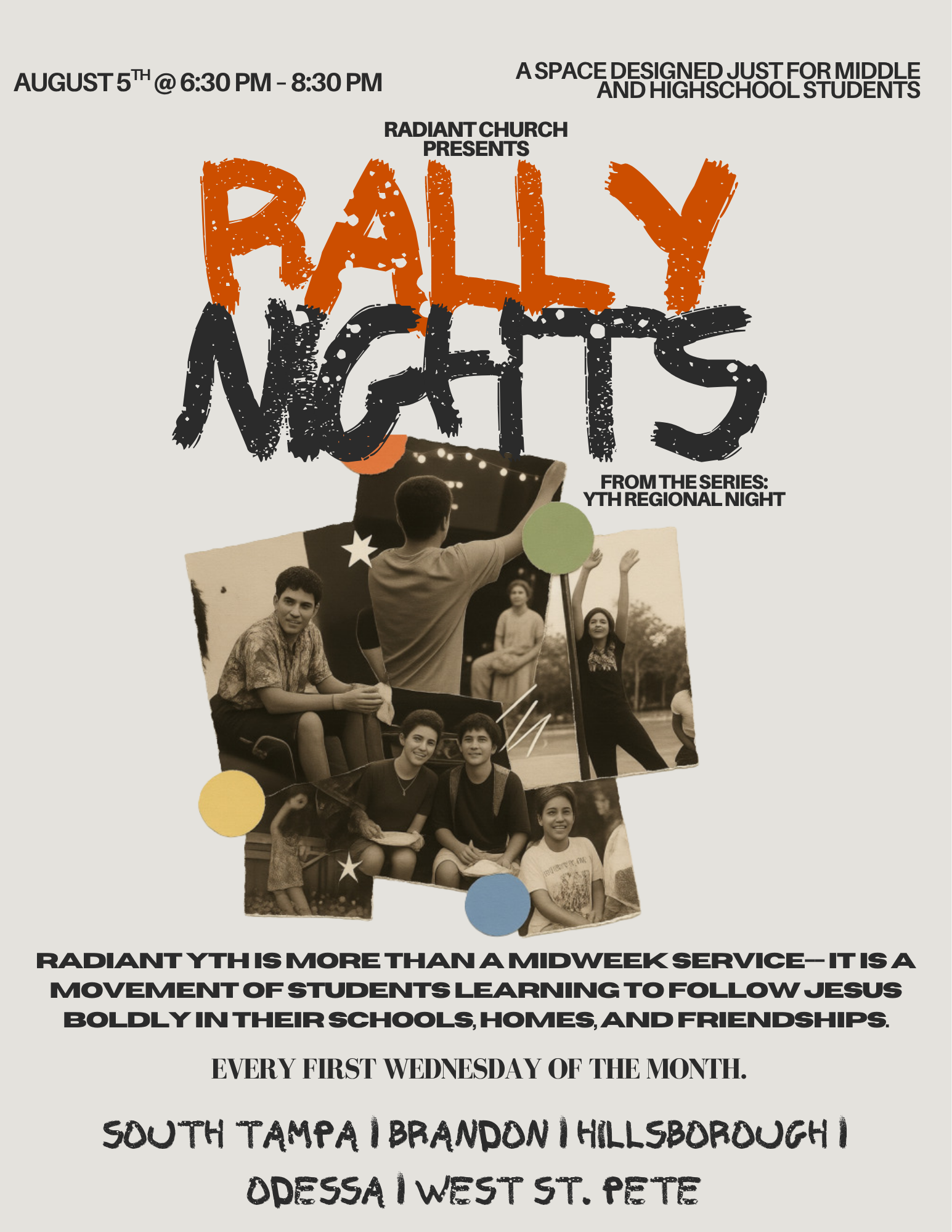 RALLY NIGHTS AT RADIANT CHURCH | 7.30.26 branding graphic design