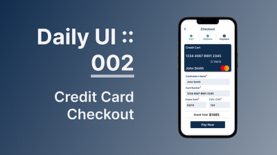 Daily UI :: 002 - Credit Card Checkout app creditcardcheckout dailyui dailyuichallange design ui ux