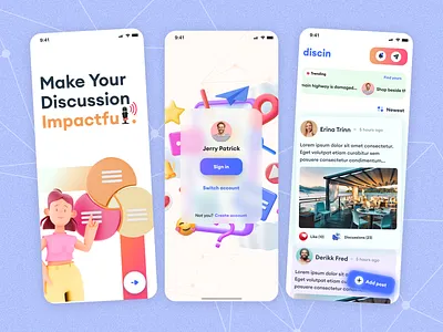 Social media network mobile app ui ux design app application business chat clean community design facebook feed instagram ios media messenger minimal mobile network social trending ui ux