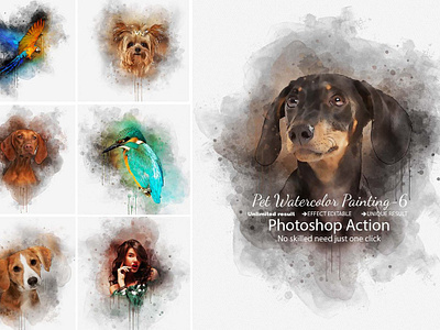 Realistic Pet Watercolor Effect photoshop painting effect