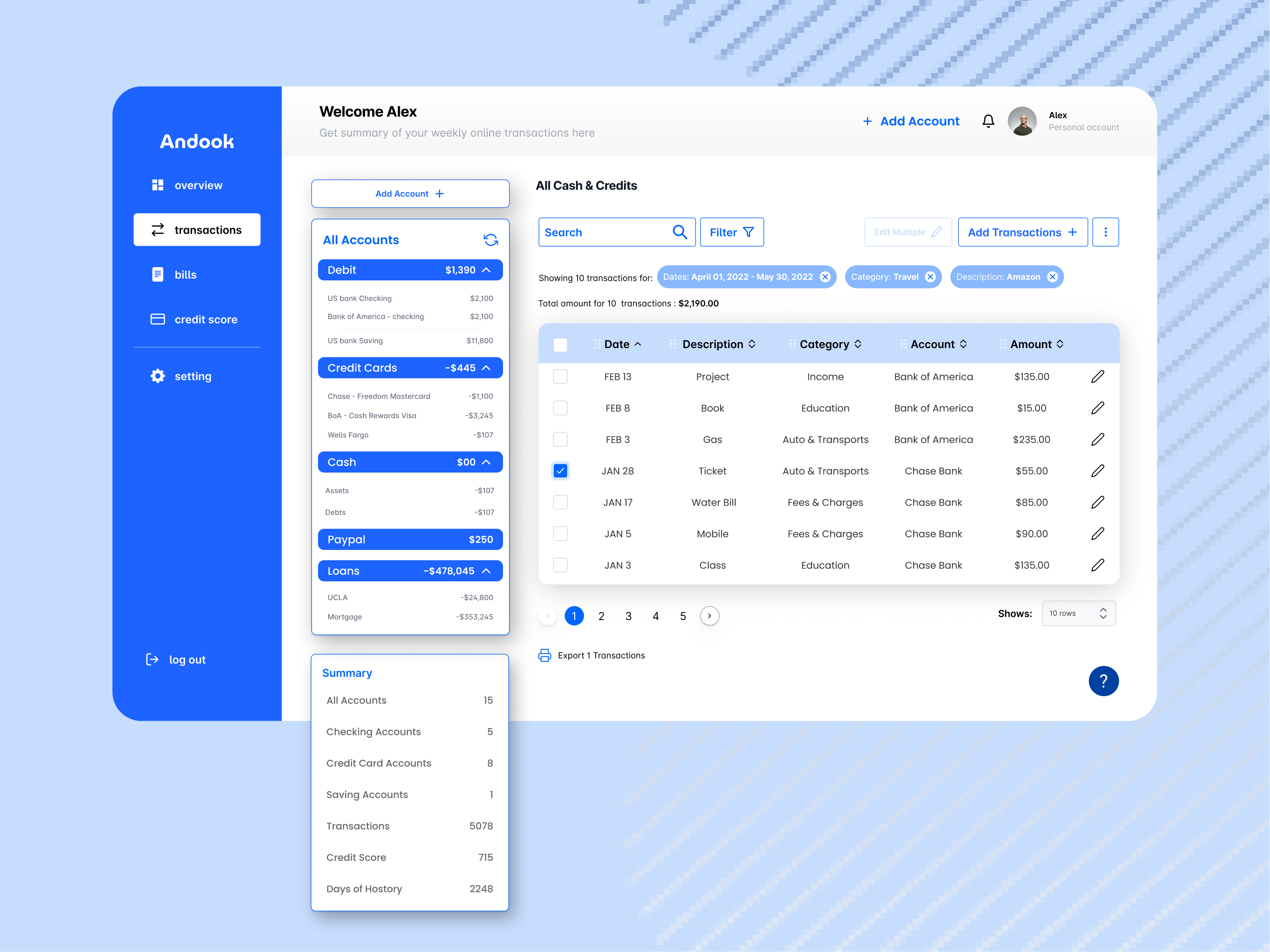 Personal finance transactions dashboard design banking categories dashboard dashboard design finance financial financial dashboard loan money personal finance product design savings transactions ui ui design ux ux design uxland web design website