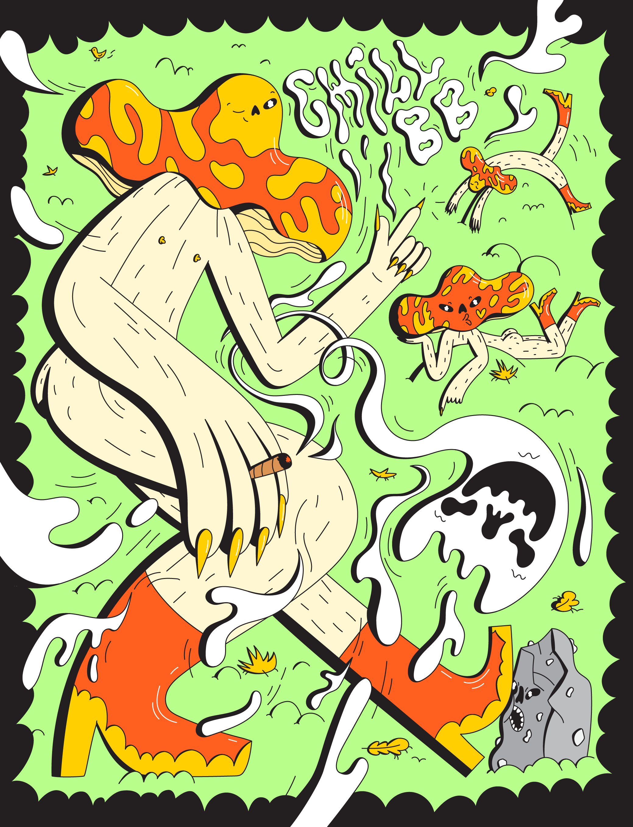 Forest Fairies cannabis character chill digital dope fairy forest handdrawn type illustration mushroom mystical nature psychedelic relax shrooms smoke typography vector