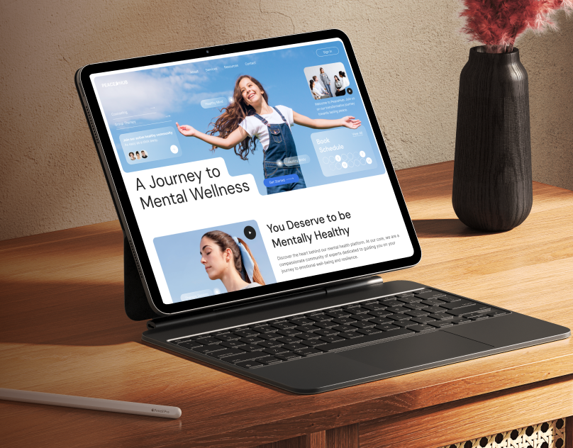 PeaceHub - Mental Health Website Case Study figma figma template framer framer template mental health ui ui design uiux user interface webdesign website website design wellbeing