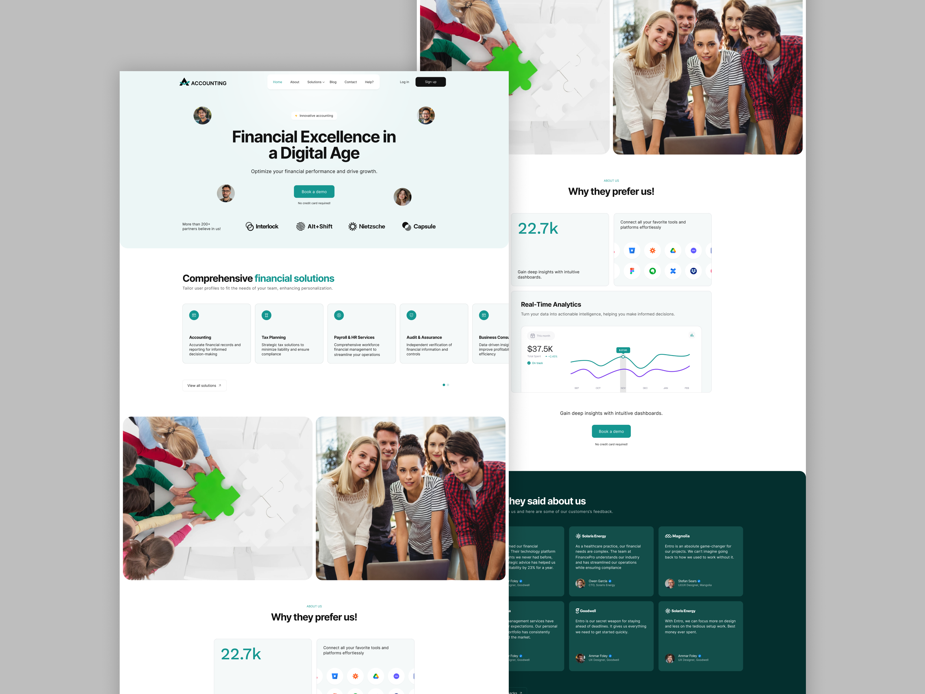 Financial Excellence – Accounting UI Design accounting adobe illustration adobe photoshop case study design system digital solution figma financial graphic design landing page marketing prototype services ui uiux wireframe