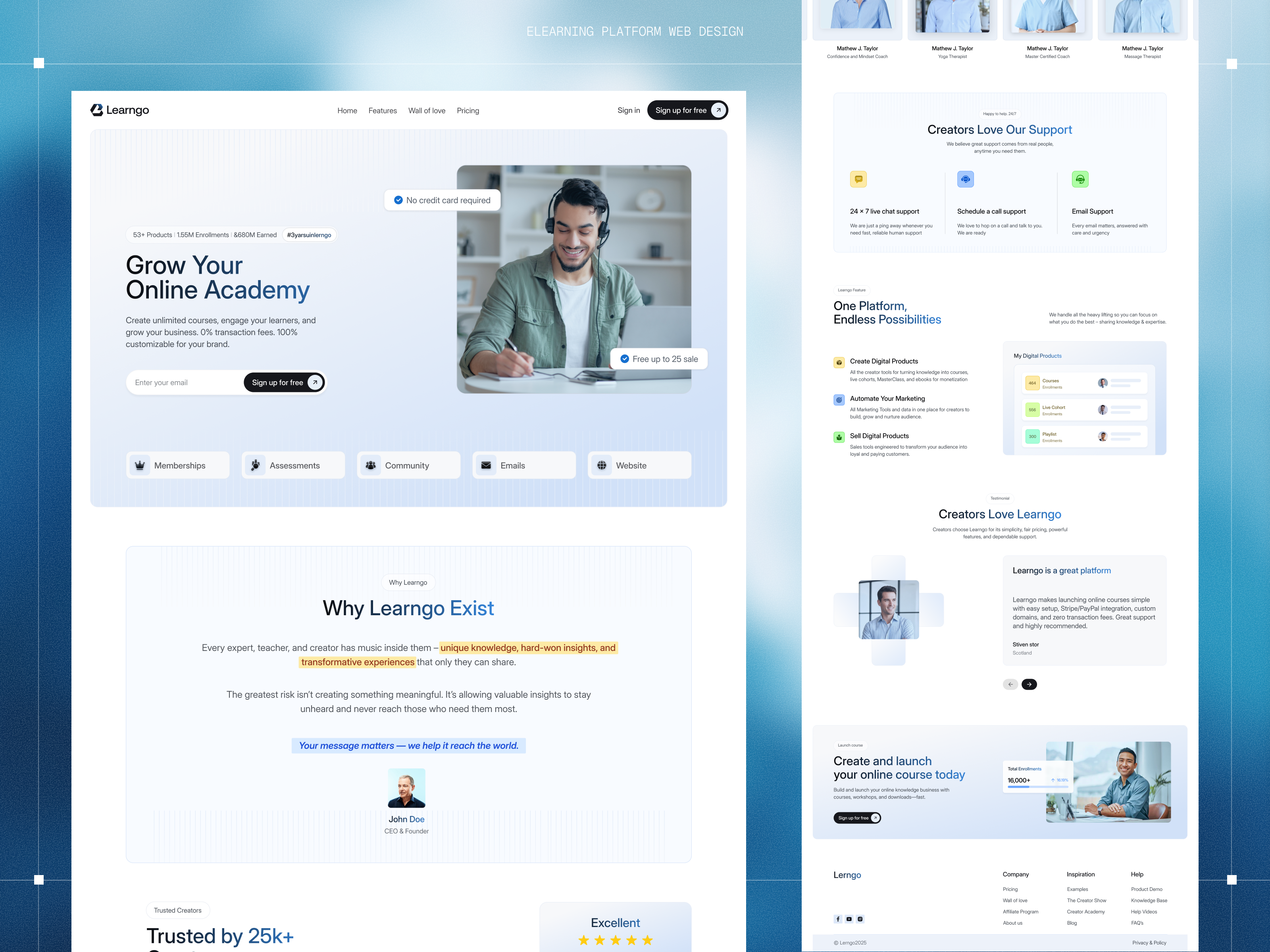 Learngo – Online Learning Platform Landing Page courseplatform edtech landingpage learningmanagement lms minimaldesign modernui onlinelearning ui uxdesign webdesign