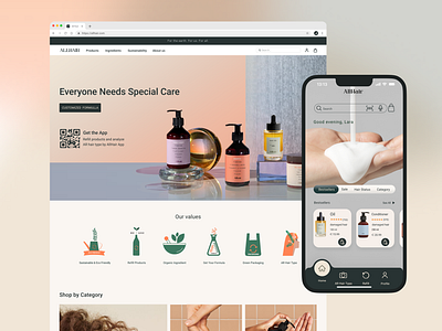 Sustainable haircare e-commerce web and app design app app design beauty design e commerce ecommerce hair hair products haircare product design sustainable ui ui design ux ux design uxland web design website