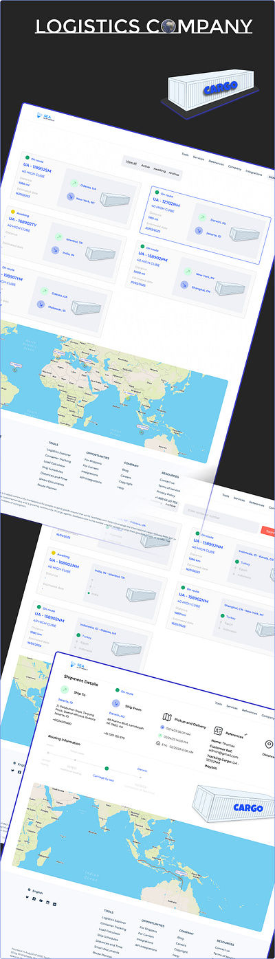 Logistics company cargo tracking ui ux webdesign