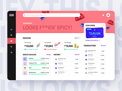 CLEO Finance - Hypothetical Design app cleo dashboard dashboard ui data design finance redesign ui visual design