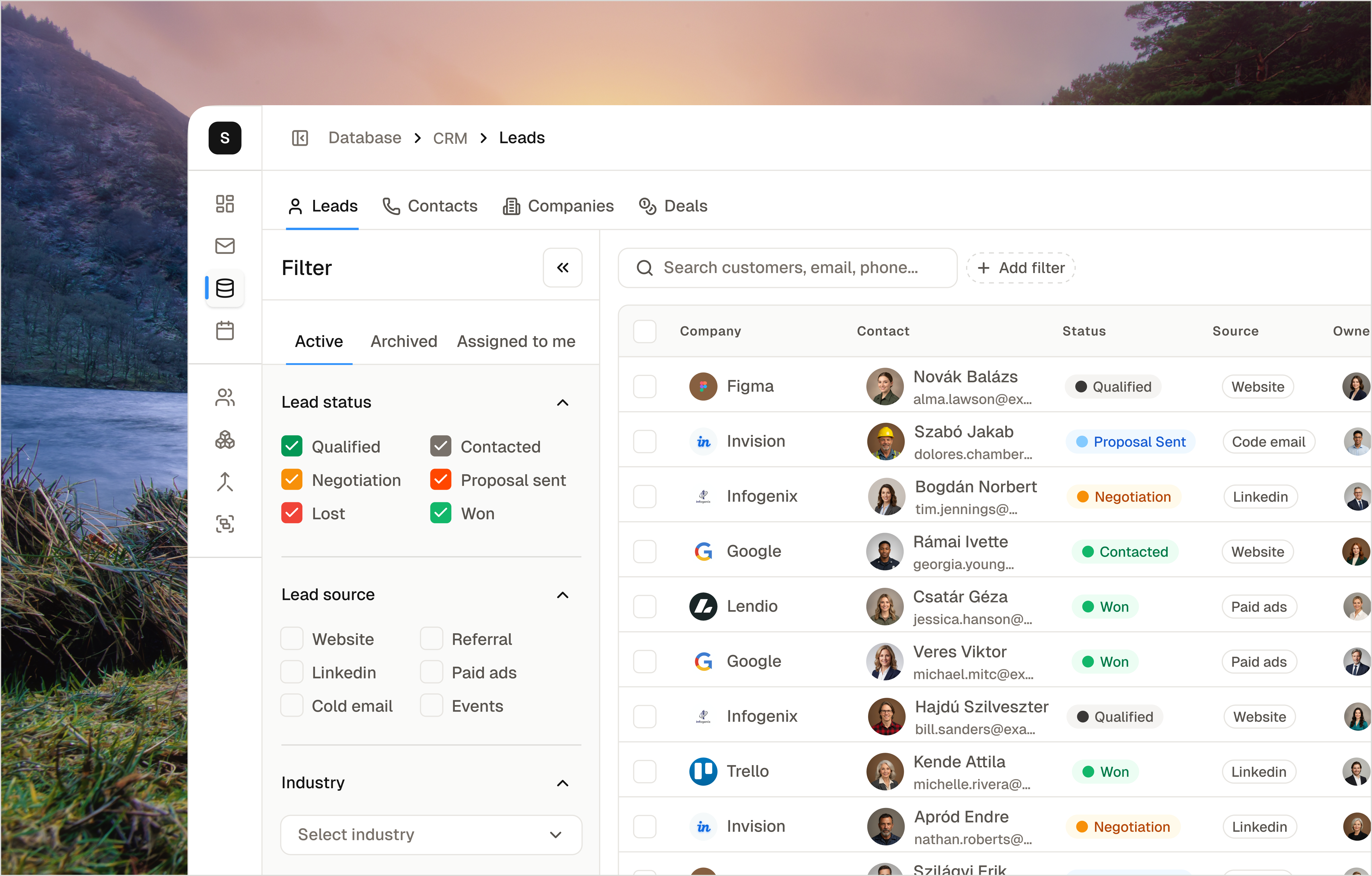 CRM Leads — Sakani Design System crm dashboard design system filter ui uikits untitled ui