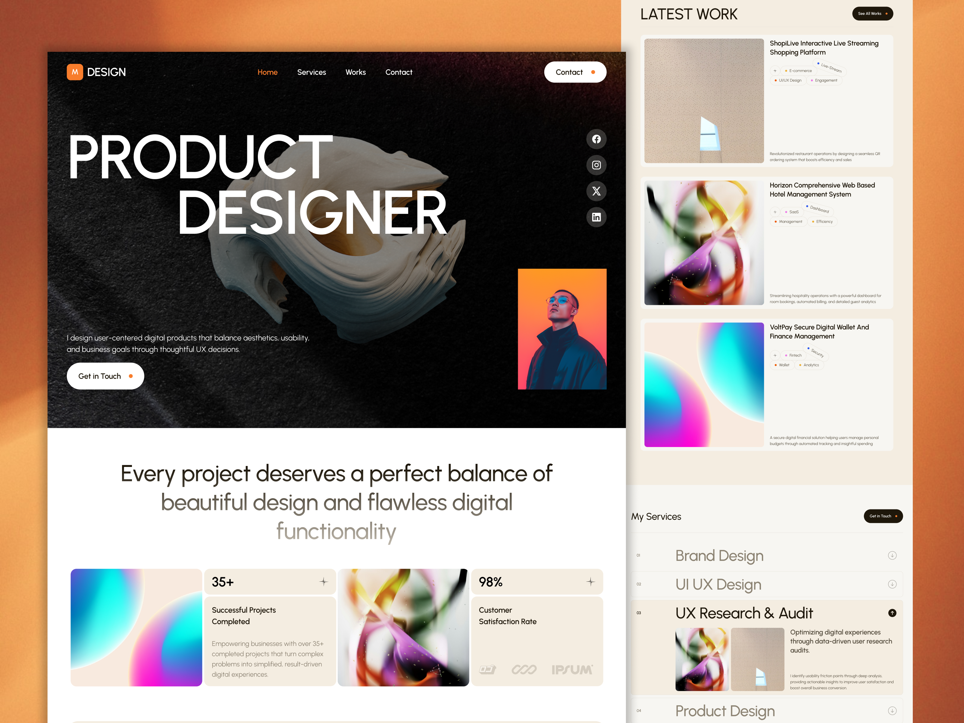 Single Page Portfolio for Creatives. figma landing page portfolio product design single page ui design ux design website