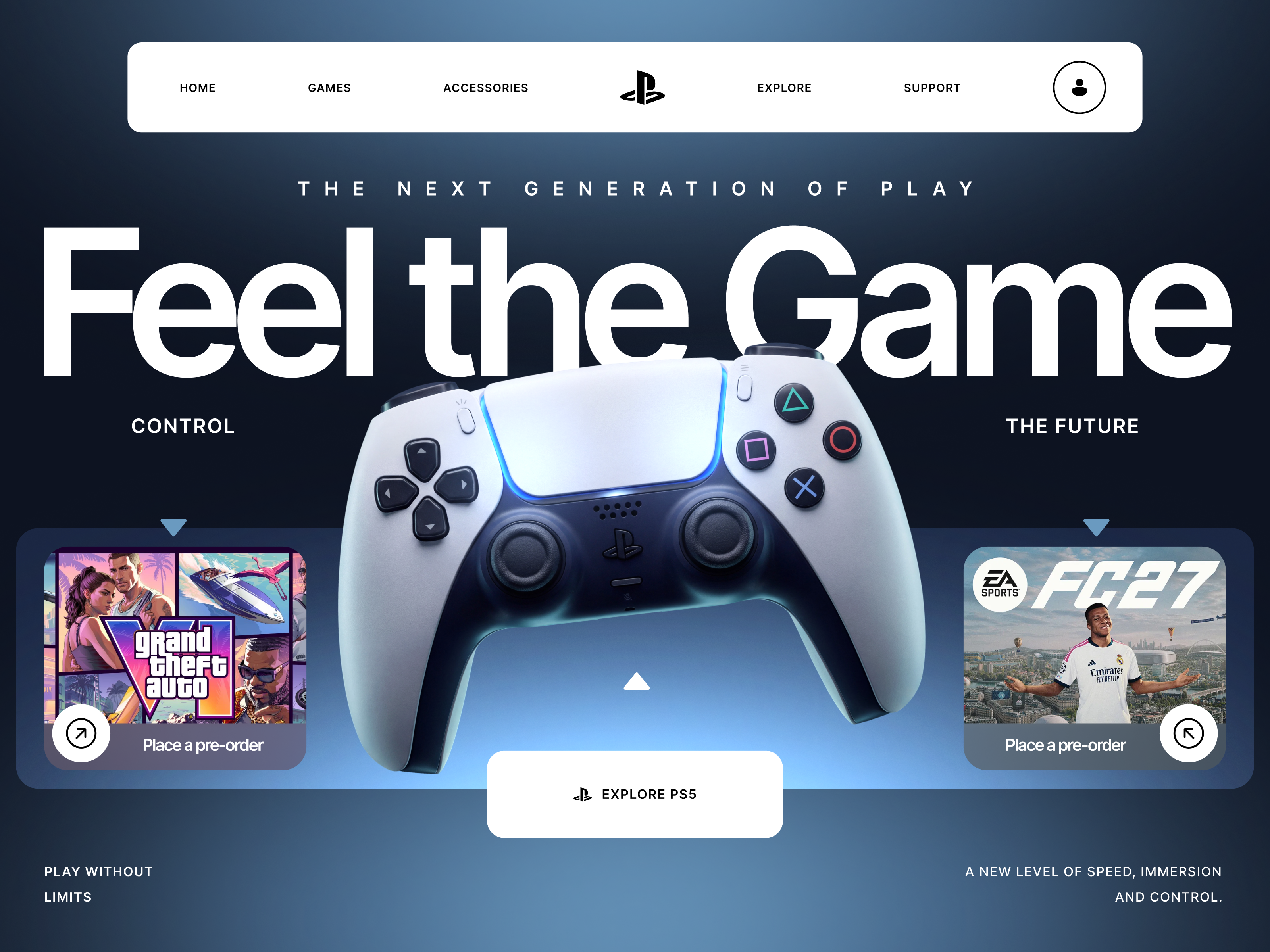 PlayStation 5 Landing Page Concept animation branding design graphic design motion graphics ui webdesign