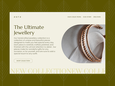 Landing page of Aura - Jewellery website aura beauty customer experience design graphic design green jewellery jewels landing page love ui ux web website