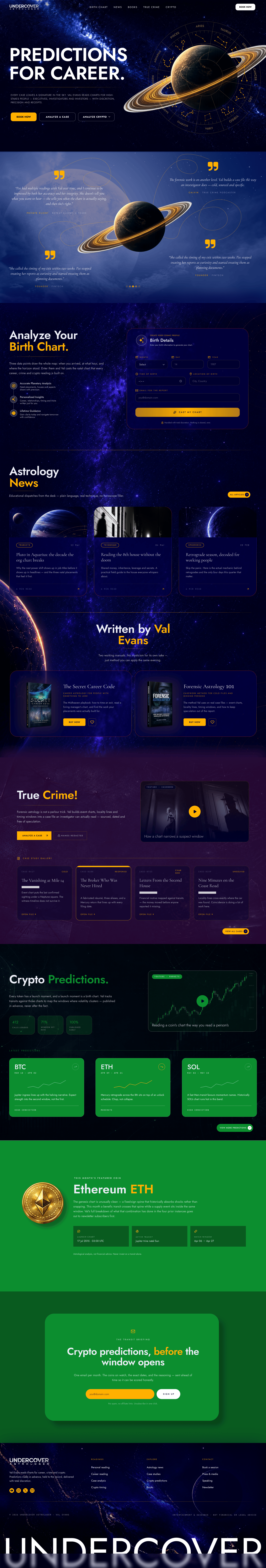 Undercover Astrologer — Spy-Themed Astrology Platform app astrology branding crimedetective crypto custom design design graphic design illustration landingpagedesign logo productdesign typography ui uiux ux vector webdesign webredesign websitedesign