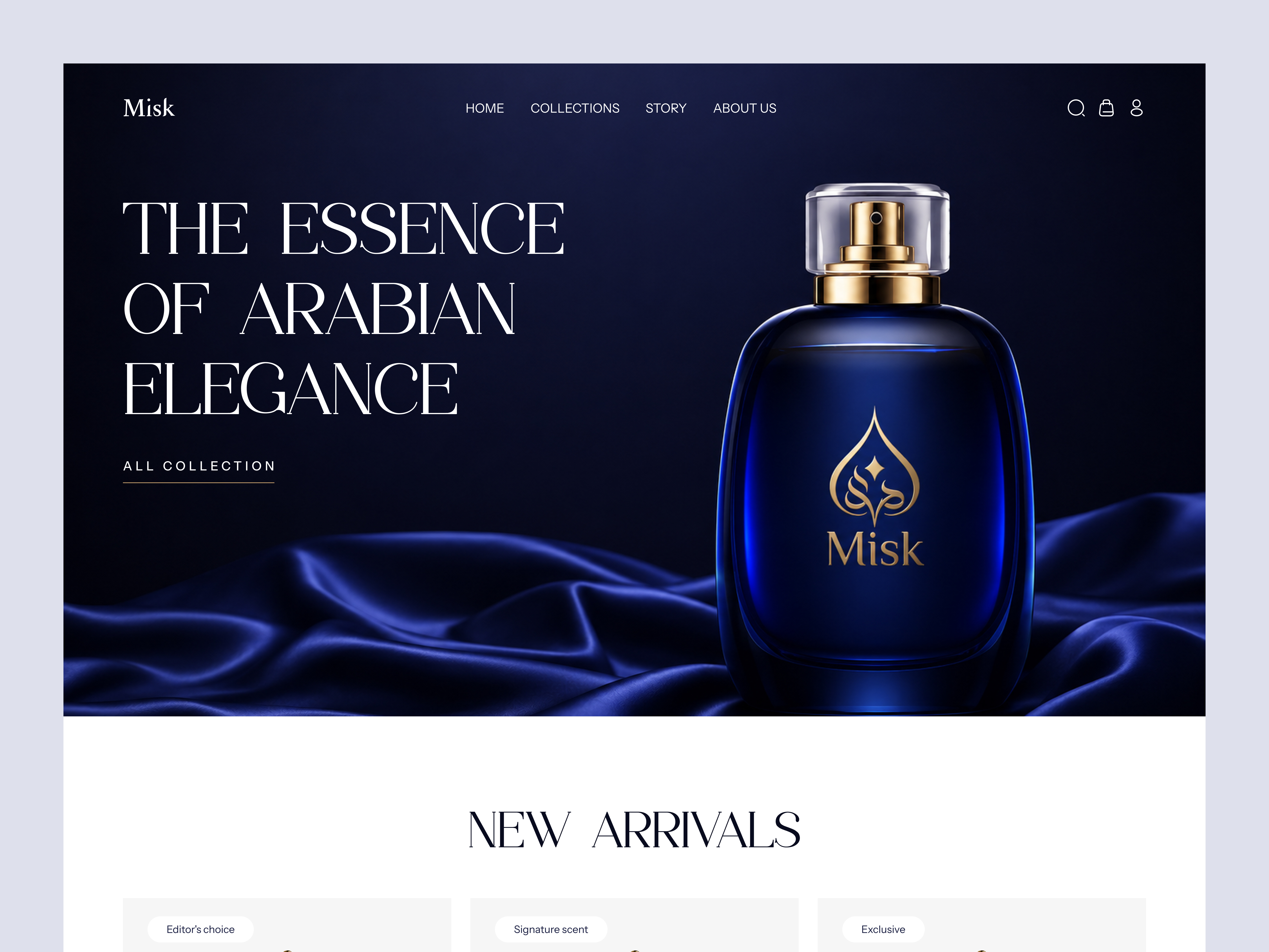 Luxury Perfume Website | E-commerce Landing Page | Arabian branding cosmetic website dark luxury website design e commerce website figma figma template fragrance homepage design landing page landing page design luxury brand luxury packaging luxury perfume website design perfume perfume website ui design ux design web design webflow website design