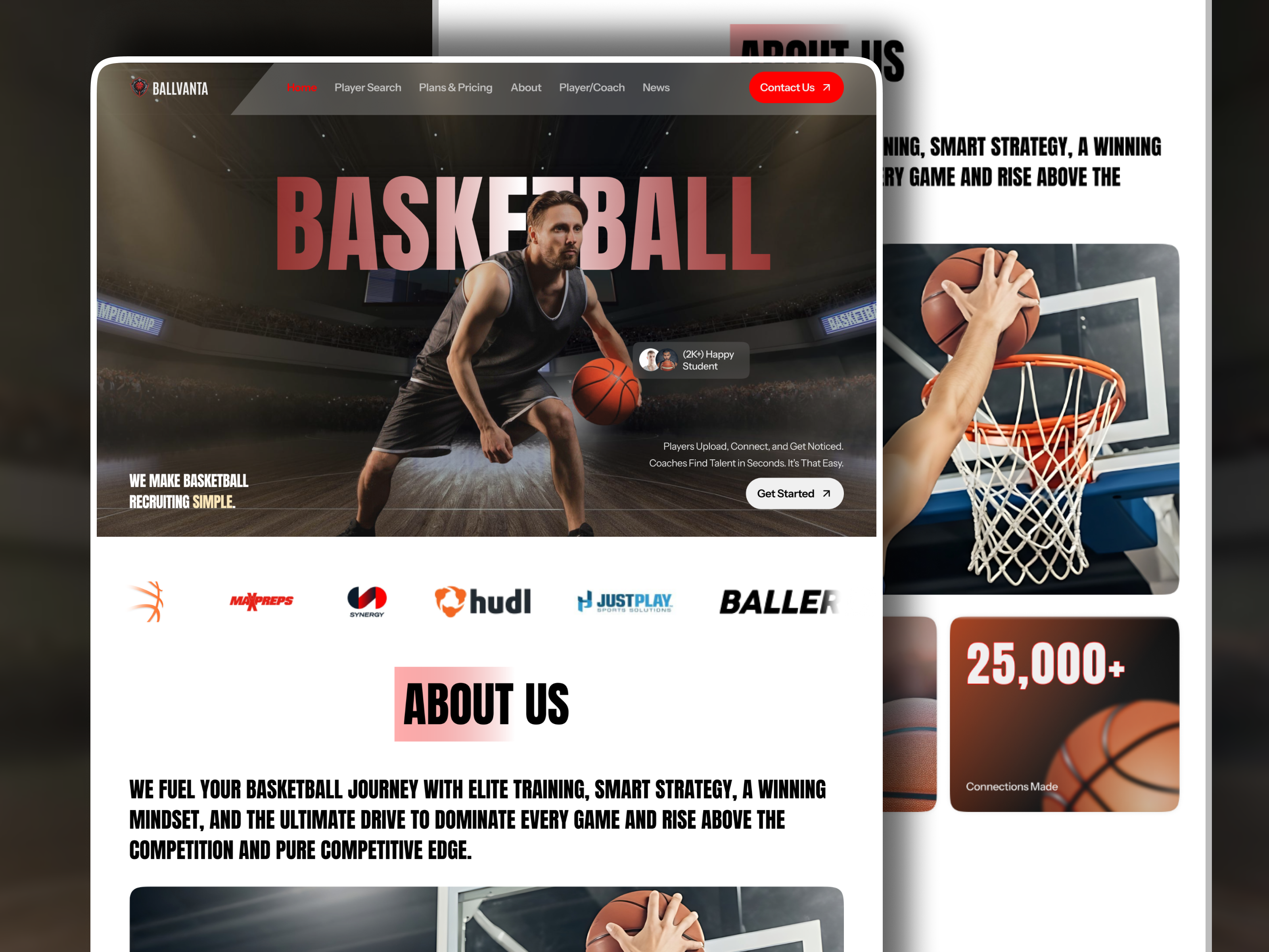 Basketball Sports Website basketball figma landingpage modern nba productdesign sports sports website sportstech sportsui sportswebsite uiux webdesign website