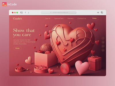 Landing Page Valentine's Day Special Offer UI/UX Design adaptive design chocolates ecommerce graphic design illustration landing page local company online shop pink project management romantic shopify special offer ui ux valentines day web design web development website wordpress