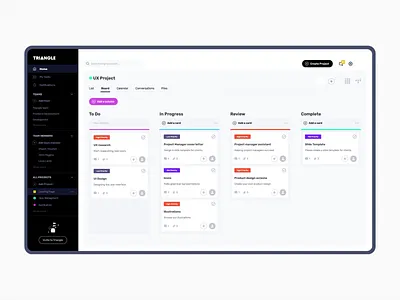 Triangle ▲Task Management Dashboard animation colores dashboard design motiondesign saas taskmanagment ui uiux ux web3