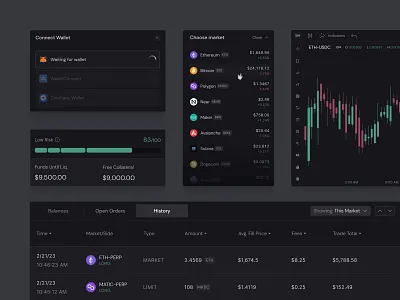 Vertex - UI Bits crypto dapp defi fintech perpetual spot trading ux