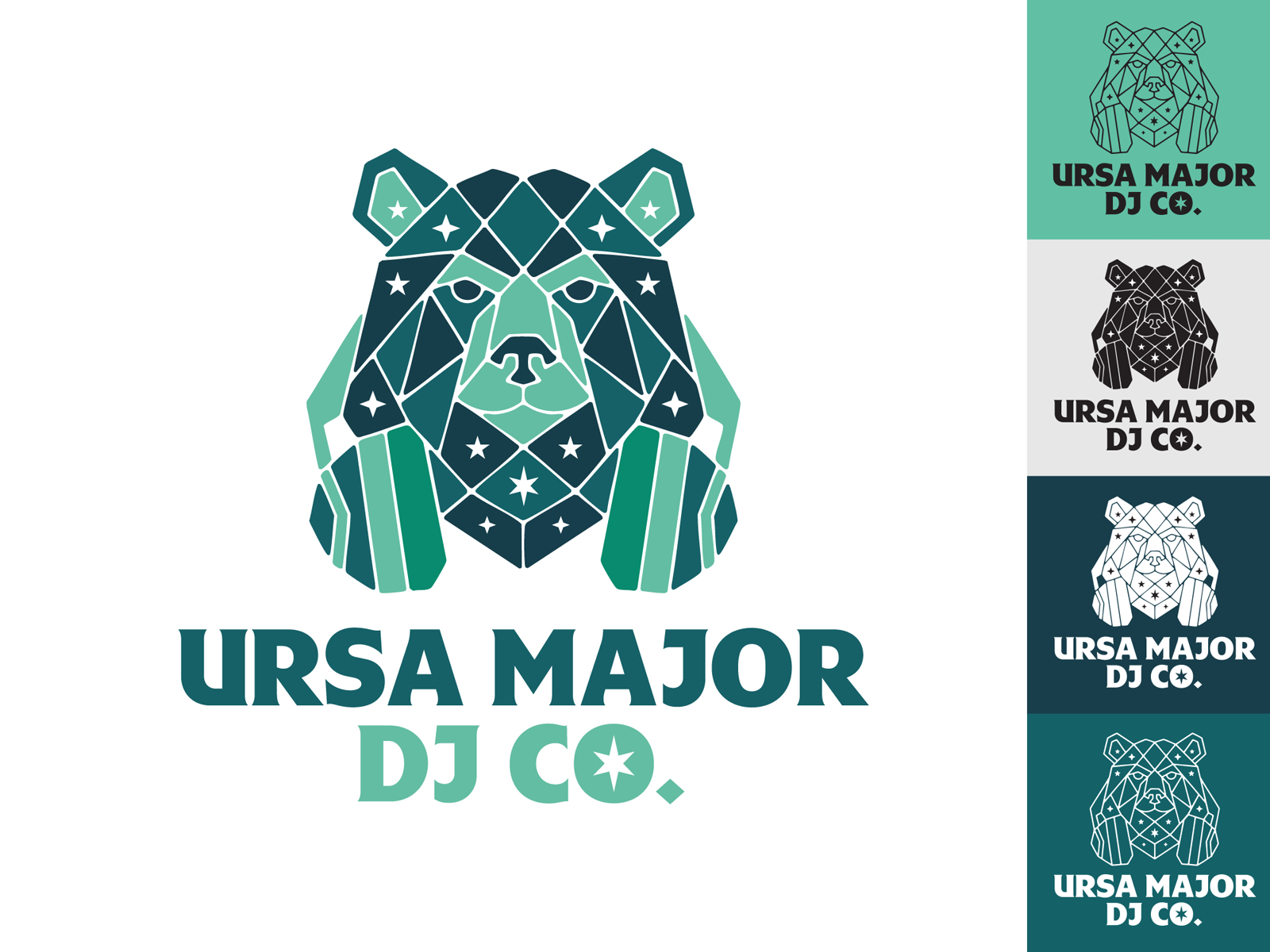 Ursa Major DJ Co. bear big dipper bold branding consellation dj edm geometric headphones illustration low poly marketing merch milky way odesza stained glass stars ursa major ursa minor vector
