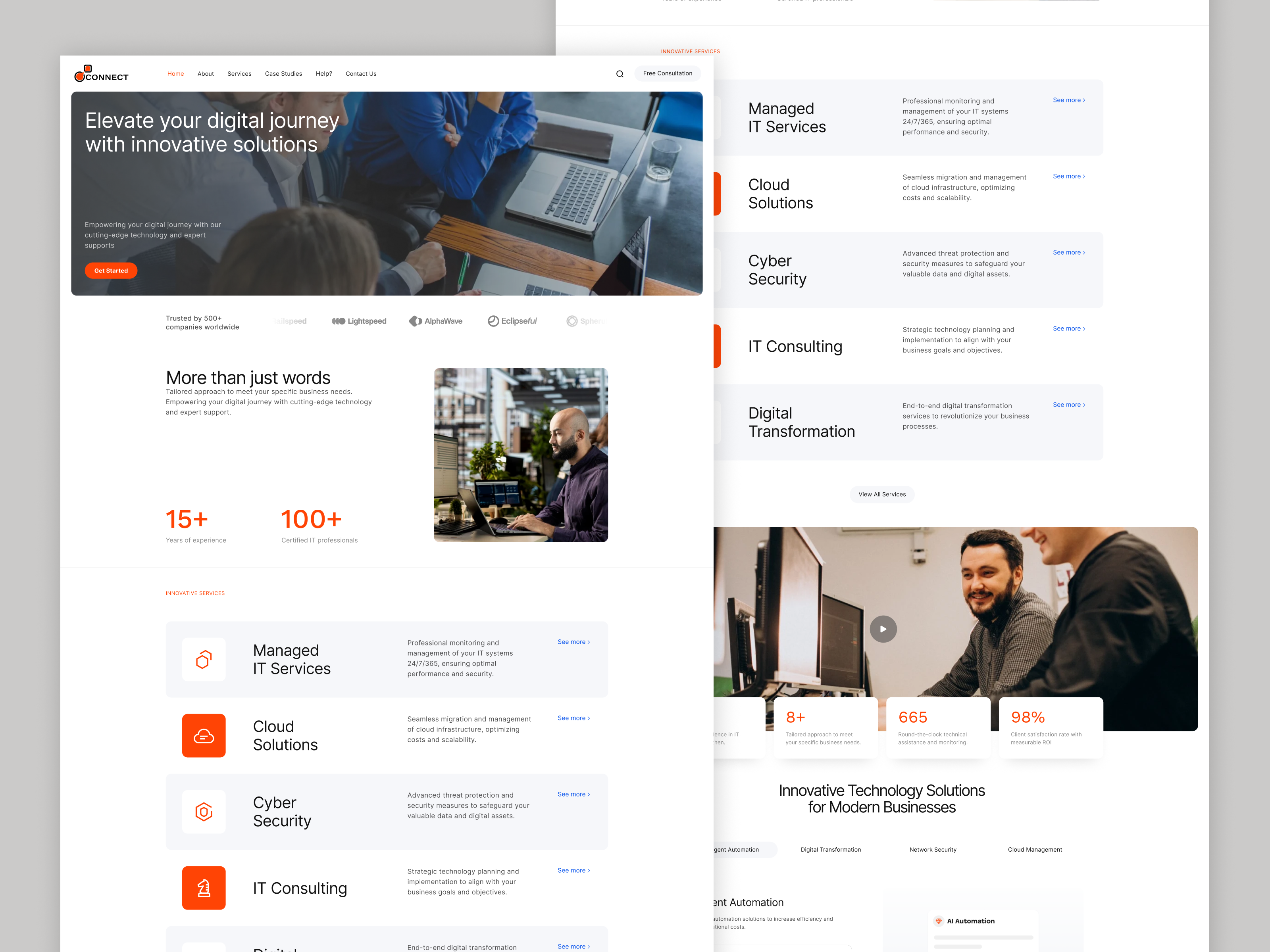 IT Solutions & Technology Services Website Landing Page agency branding case study cloud design design system digital solutions figma it trasformation landing page modern design prototype ui uiux user experience user interface website wireframe