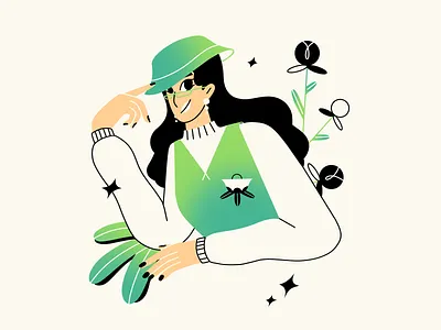 Flower girl 2d adobe art art challenge character character design design digital art draw this in your style drawing dtiys flat design flat illustration flower illo illustration illustrator plant procreate women