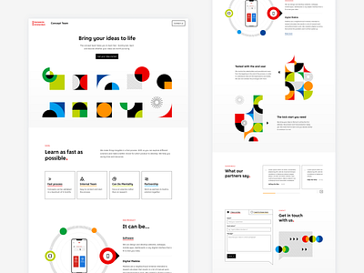 Landing page for Concept team colourful geometric shapes landing page ui website