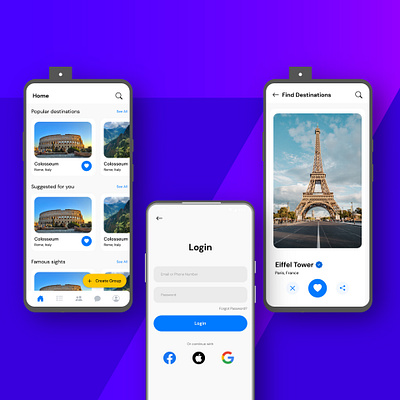 Travel App 3d app appdesign appui design graphic design interfacedesign mobile mockup oneplus travel travelapp ui userinterface ux