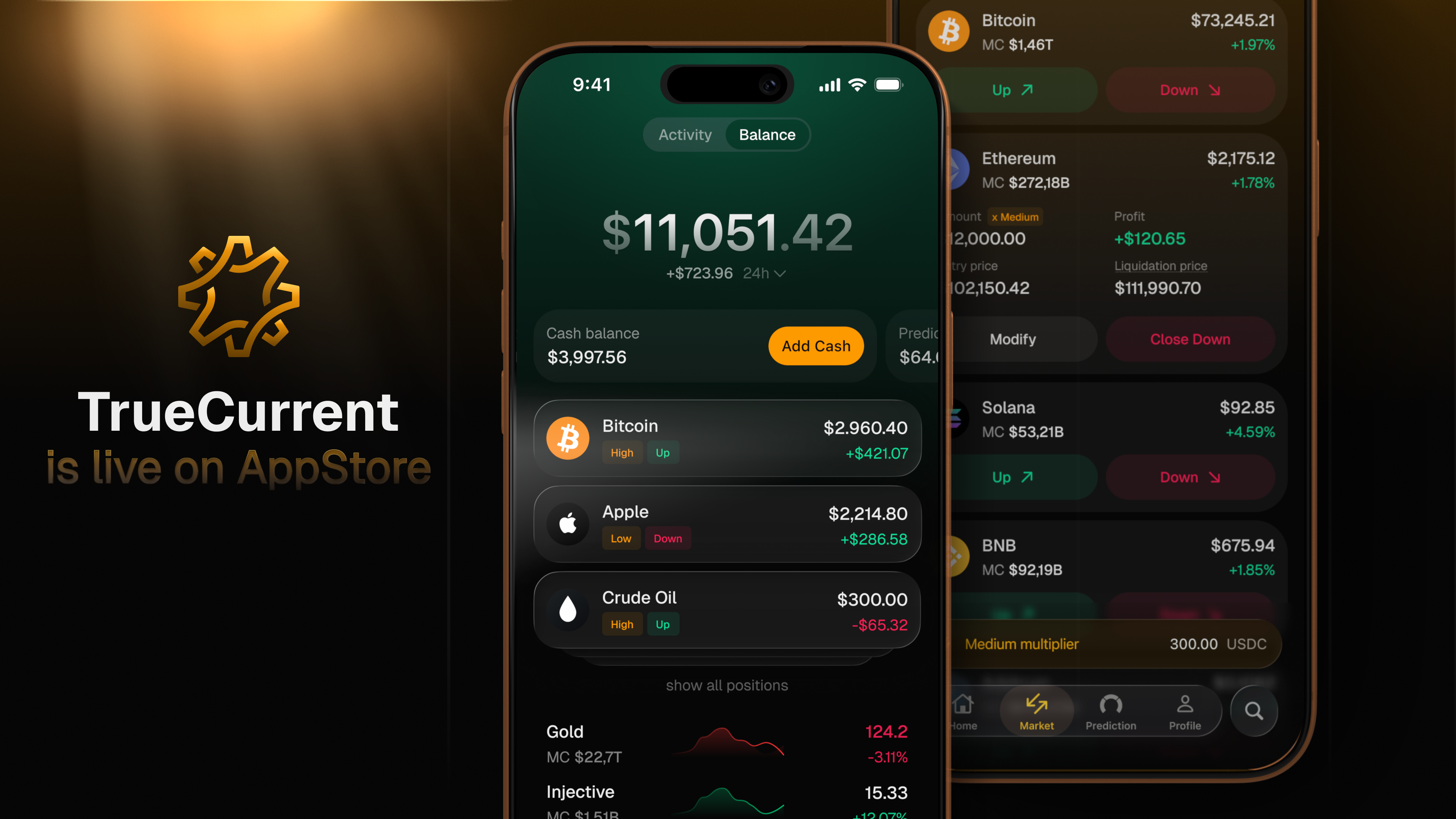 TrueCurrent trading platform bitcoin blockchain crypto design etf figma futures ios mobile perps predictions stock exchange stocks token ui ux wallet web3