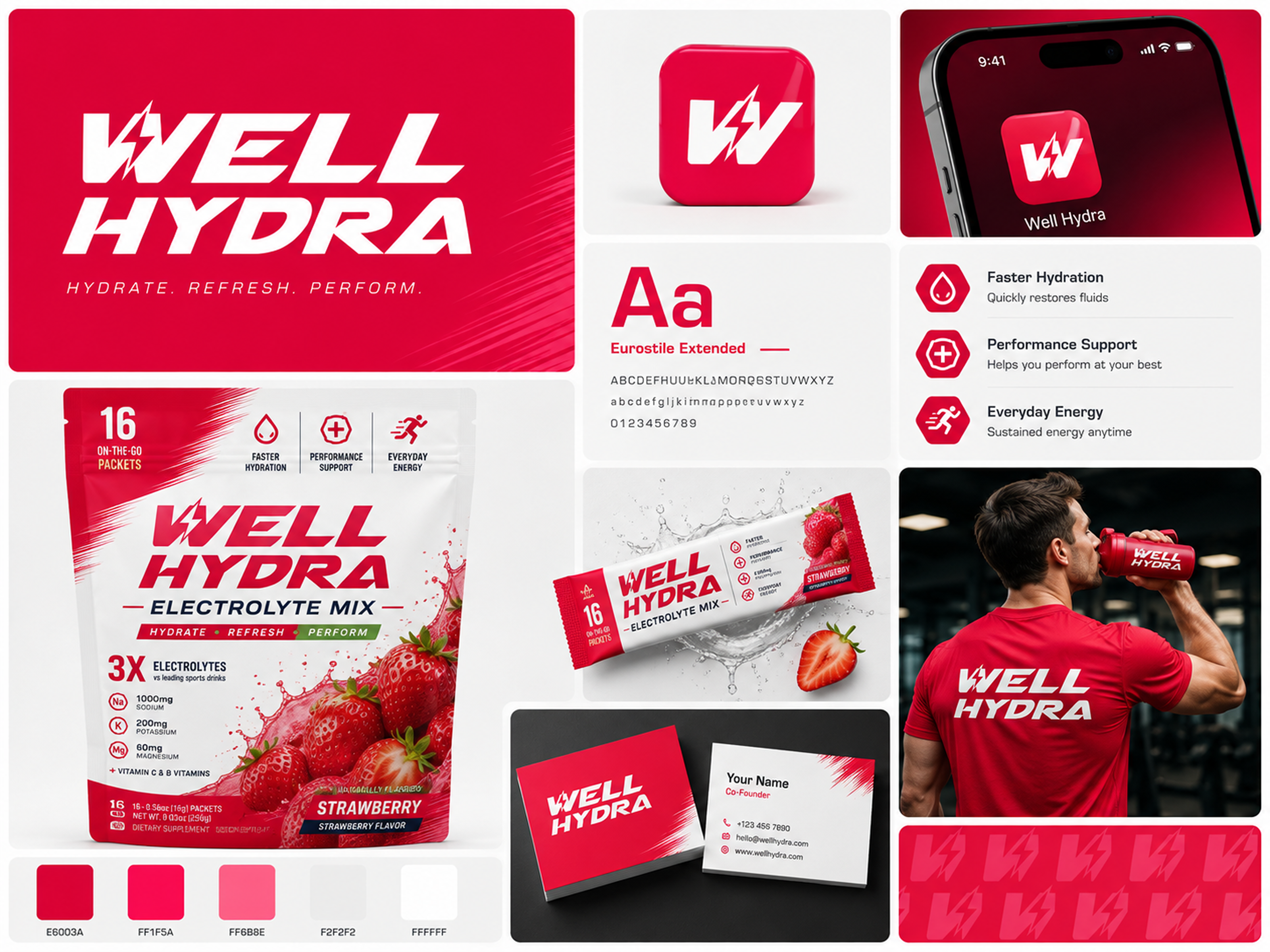 WellHydra — Electrolyte Hydration Branding & Packaging Desing beverage branding beverage identity brand strategy electrolyte electrolyte branding electrolyte drink electrolyte identity electrolyte logo functional beverage hydration hydration branding hydration drink hydration identity hydration logo logo identity packaging branding packaging design product packaging sports drink branding visual identity