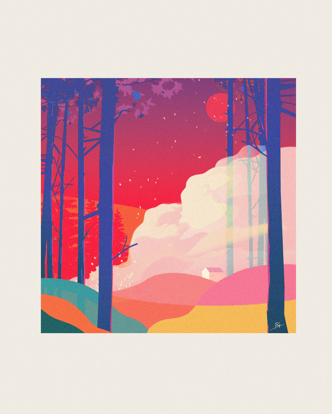Gironde. July 2026. artwork digital illustration fire forest france home illustration illustrator pop art