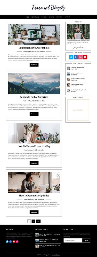 Personal Blogily - A Minimalist WordPress Theme blog food lifestyle personal theme travel wordpress writer