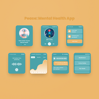 Peace: Mental Health App branding design meditation mentalhealth newdesign uidesign uiux watchapp watchos