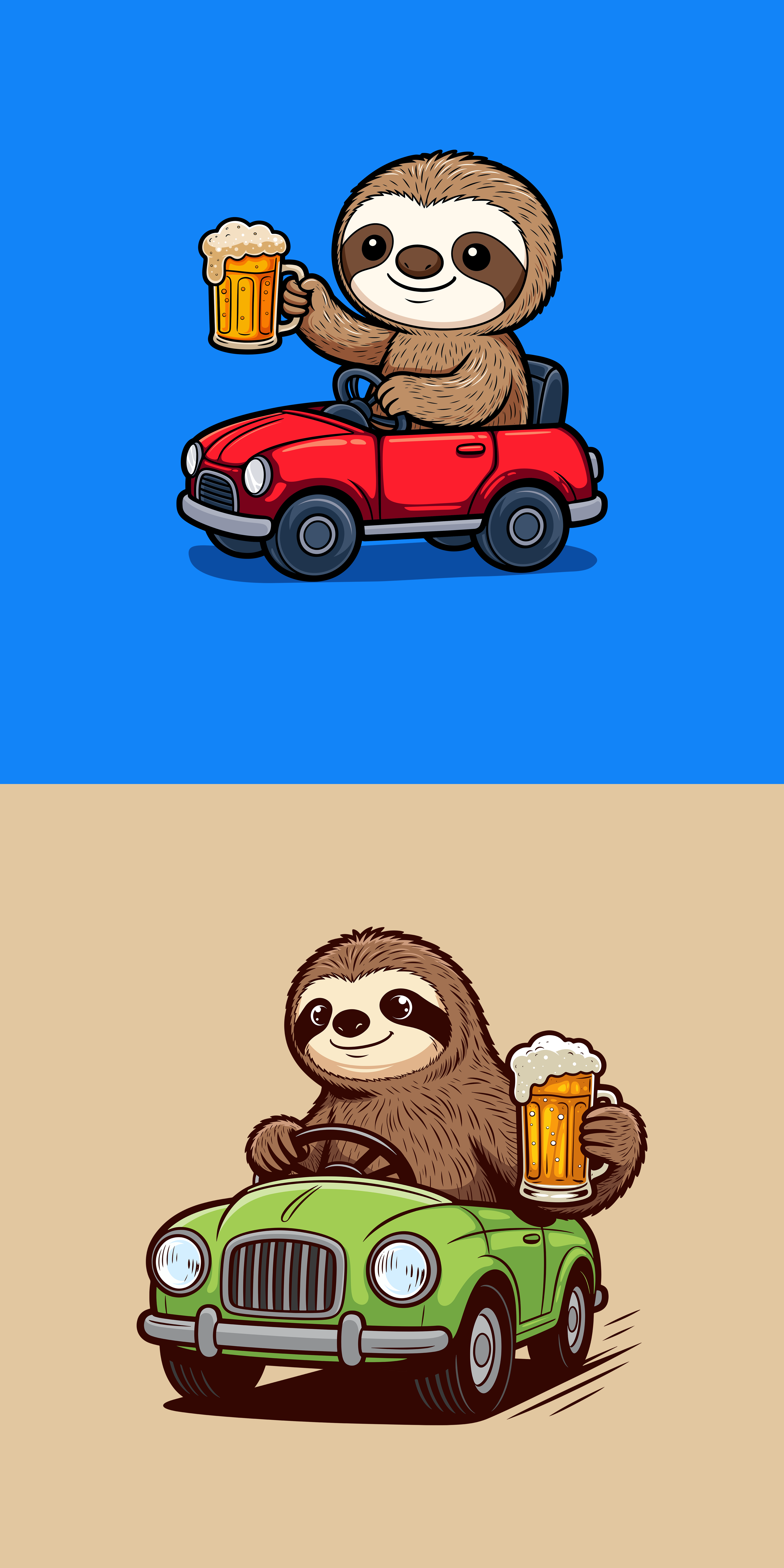 drink n drive sloth adobe illustrator adorable animal cartoon design funny illustration illustrator mascot sloth vector vectorart vectors
