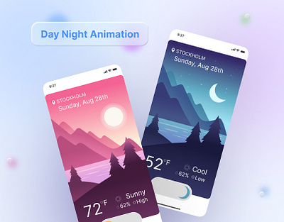 Day & Night Animation animation app ui design design figma figma animation figma design graphic design mobile app ui mobile design motion graphics prototype ui web app ui