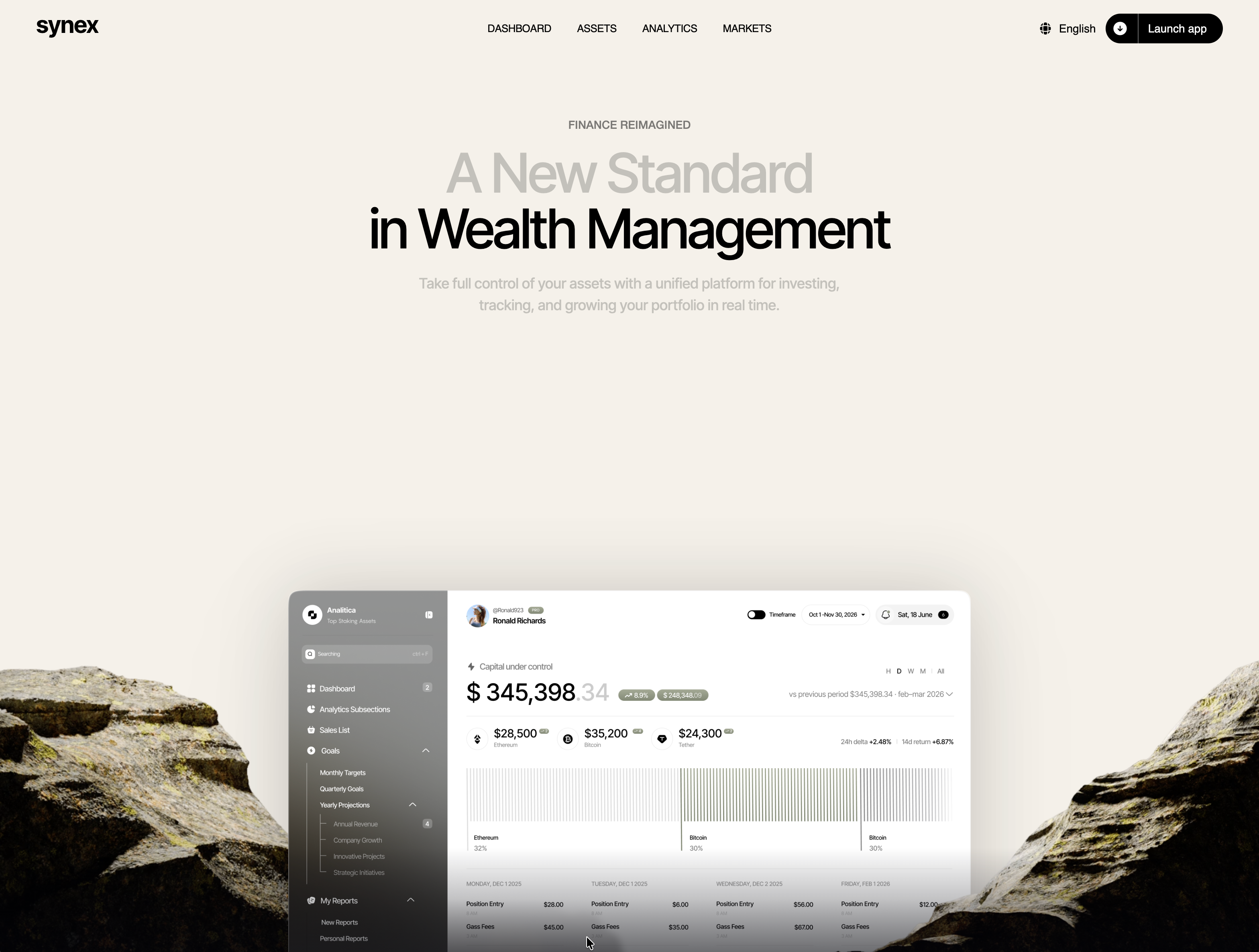 SYNEX A new standard in wealth management animation fintech ui wealth management website