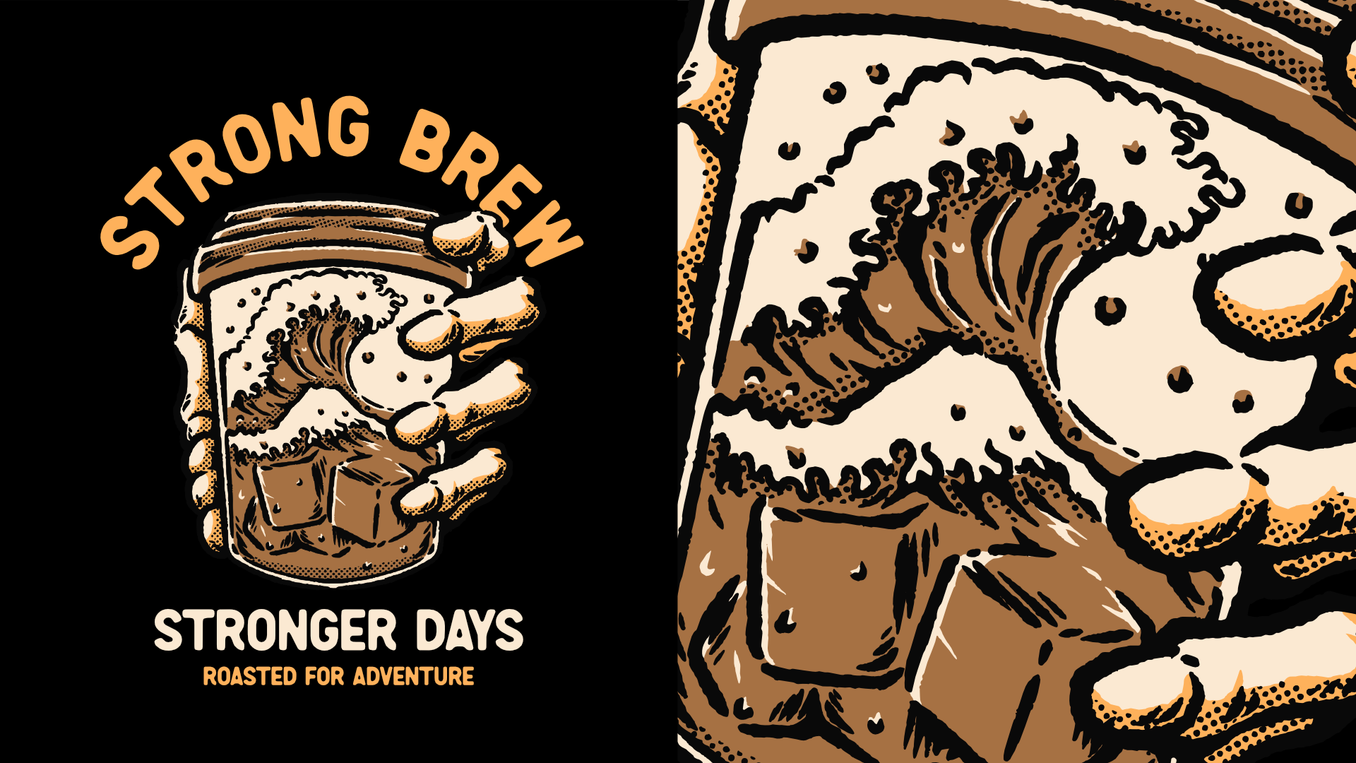 Strong Brew, Stronger Days T-Shirt Design branding coffee design graphic design illustration logo mountain nature ui ux vector
