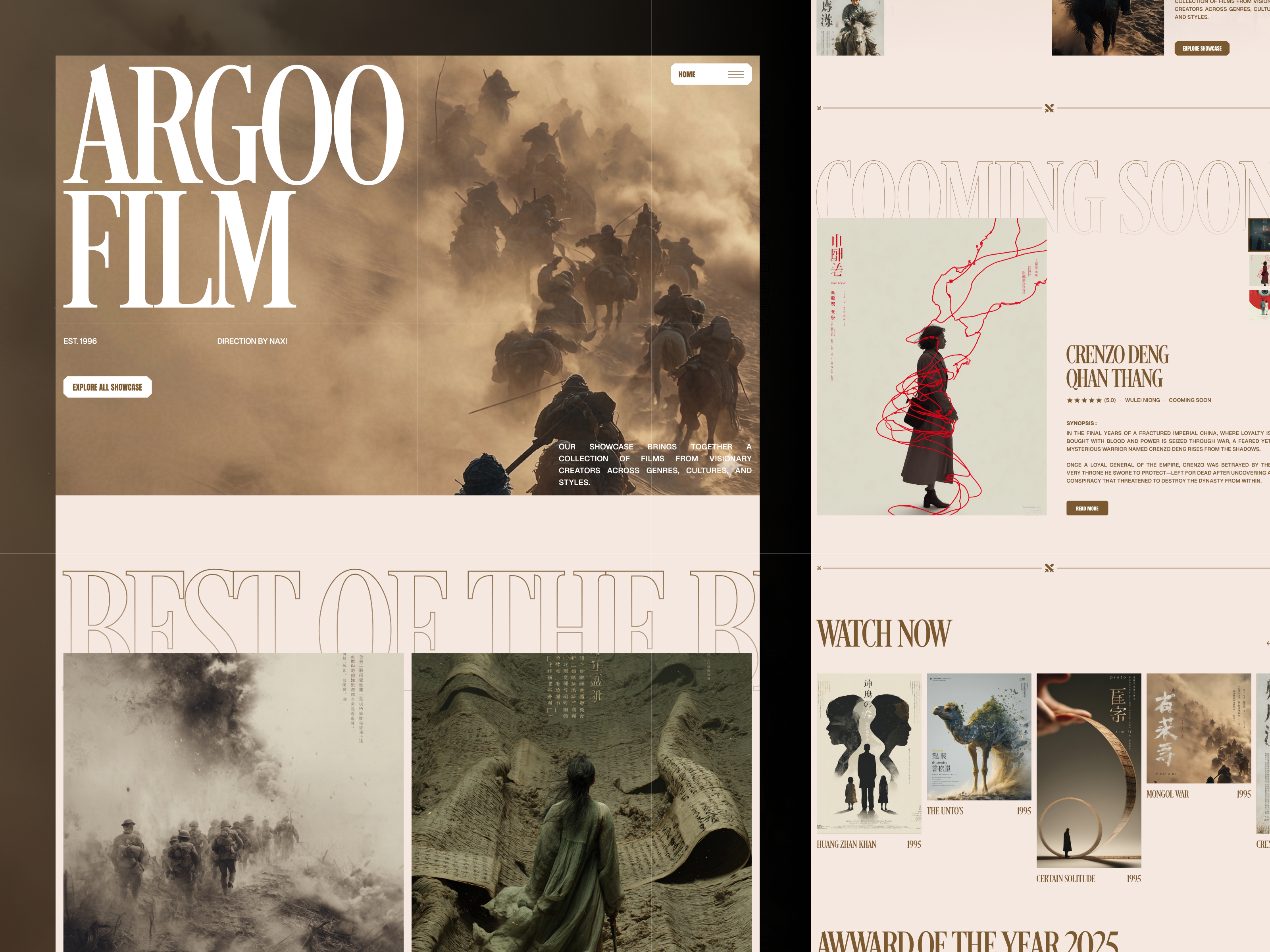 ARGOO FILM — Film Showcase Landing Page 🎬 10am space cinema cinematic design editorial editorial layout entertainment grid layout hero section landing page layout minimal modern typography ui video background website