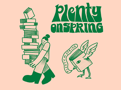 Plenty On Spring B books bookstore branding design graphic design handlettered handlettering illustration logo mascot typography