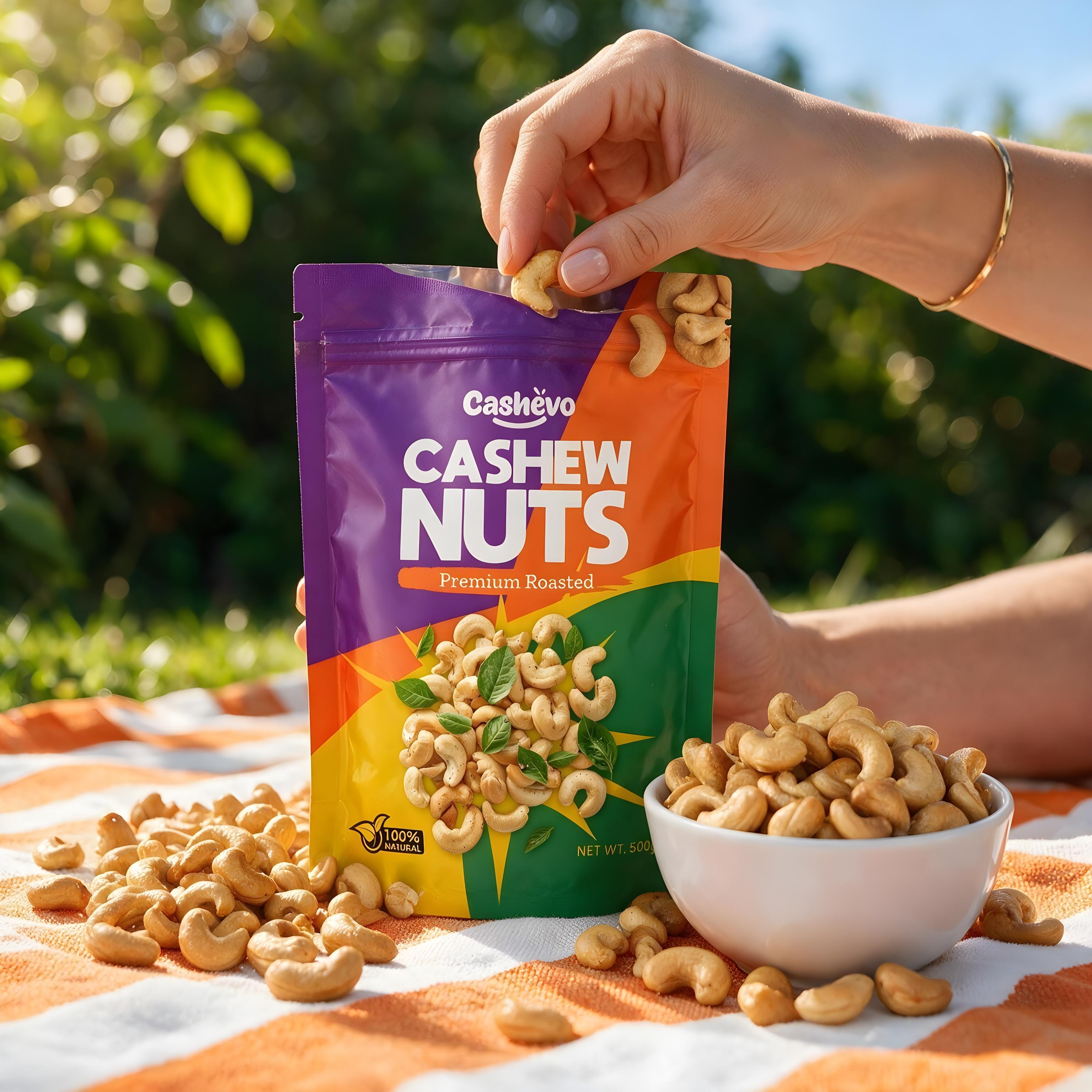 Cashevo — Premium Roasted Cashew Nuts Packaging Design brandidentity branding foodbranding foodpackaging graphicdesign packaging packagingdesign productpackaging visualidentity