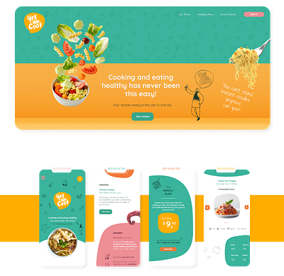 Yes We Cook | Branding + UX/UI Design app brand branding design figma food graphic design health healthy illustration interface interface design logo logotype mobile ui design ux design visual id web design web site