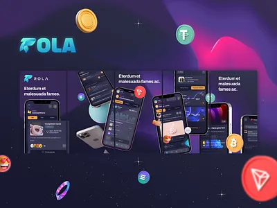Rola - Appstore app appstore community crypto cryptocurrency layout mobileapp mockup playstore social