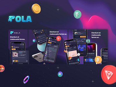 Rola - Appstore app appstore community crypto cryptocurrency layout mobileapp mockup playstore social