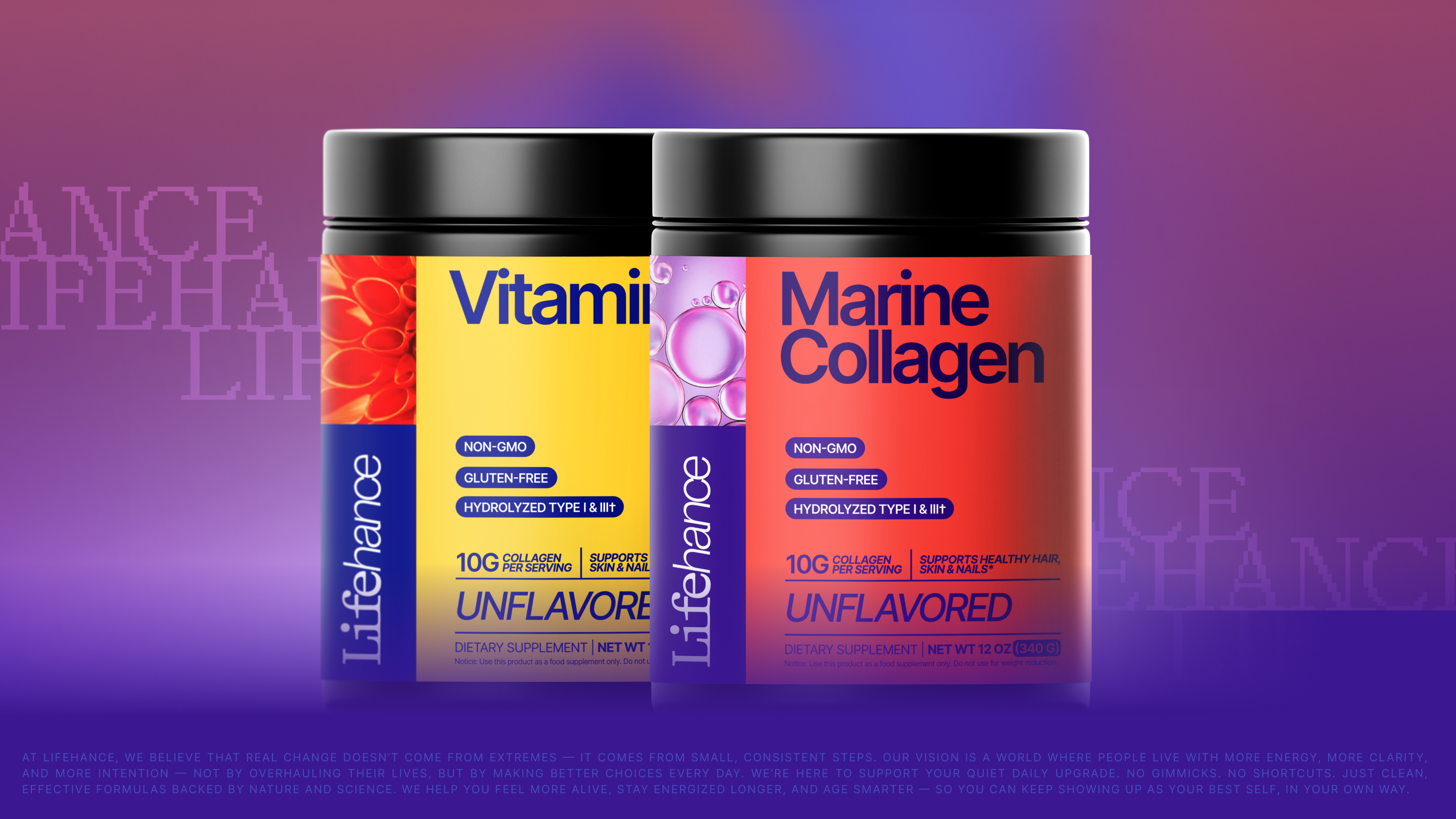 Lifehance | Brand Identity/Packaging Design/Supplement Packaging bottle brand designer brand identity branding consumer goods health health branding healthcare marine collagen nutraceutical packaging packaging design peptide pharma supplements supplements design visual identity vitamins wellness branding
