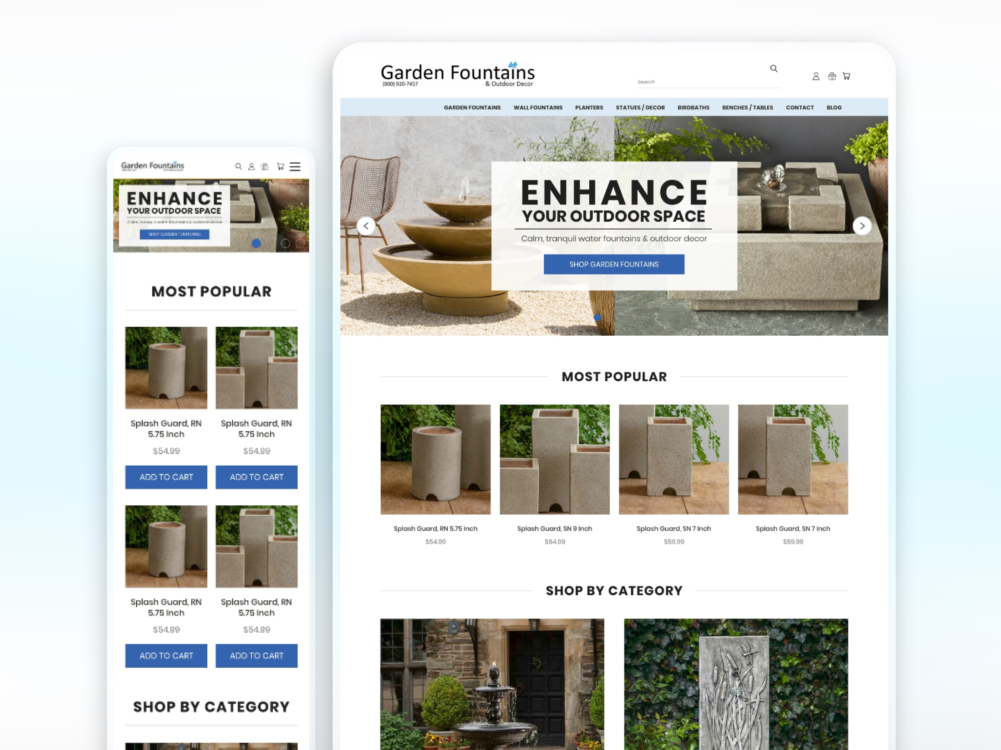 Website Redesign – UX Focus HP | Garden Fountains