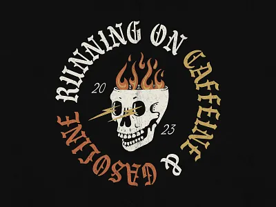 OldSkull T-shirt design apparel design black letter clothing line flames hand drawn lettering lightning old school tattoo retro design skull skull illustration t shirt design typography vintage design