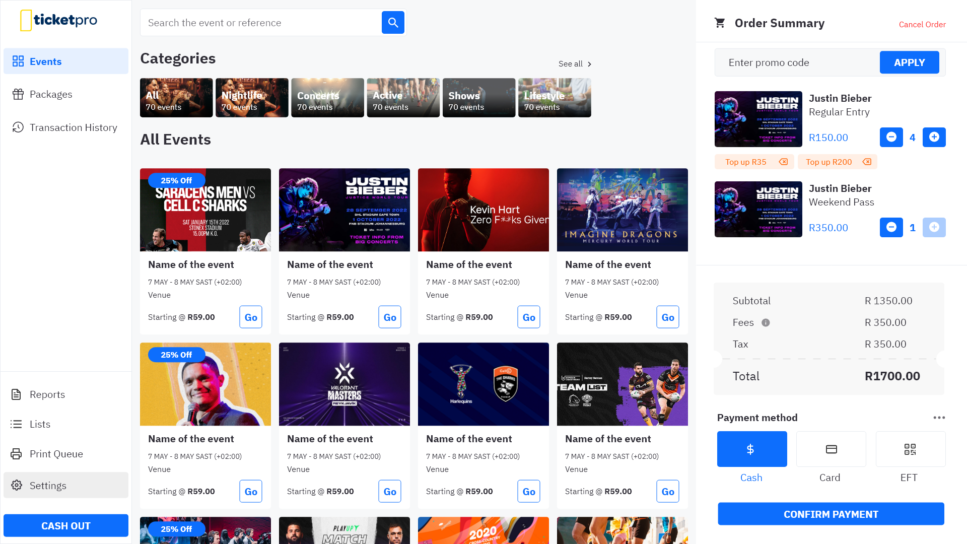Event POS dashboard events point of sale pos product design sales ticket ui ux