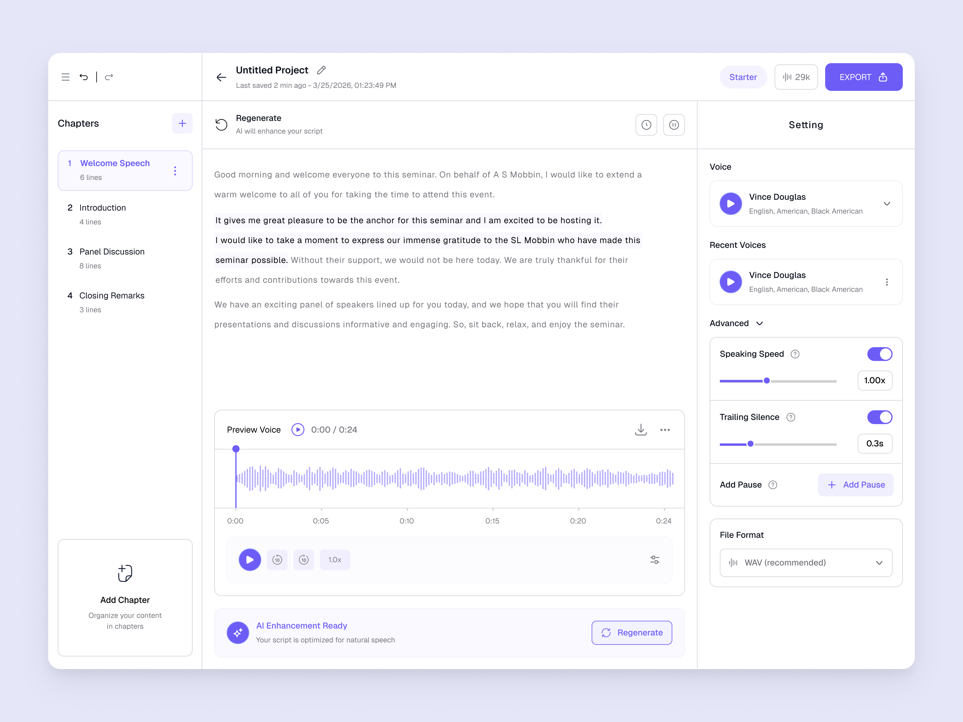 AI Voice Generator Dashboard UI ai ui design ai voice generator dashboard ui saas dashboard text to speech web app design